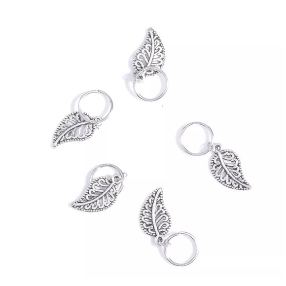 Silver Leaf Hair Charms Set Of 10 New In Package - Picture 3 of 5